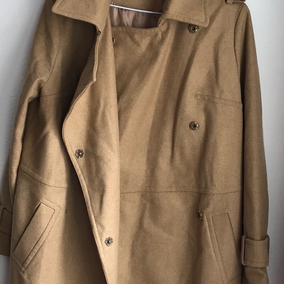 Asos tan wool Peacoat pockets size 2 - Picture 4 of 7